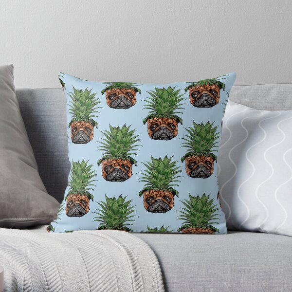 Pineapple Pug Throw Pillow