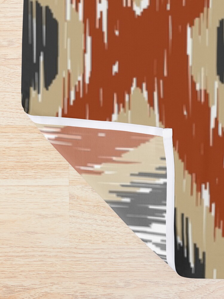 Alternate view of Ikat rust and grey pattern Shower Curtain