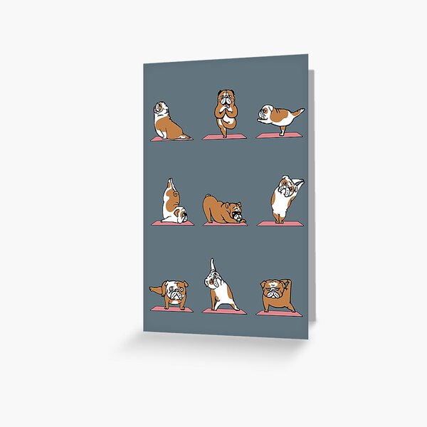 English Bulldog Yoga Greeting Card