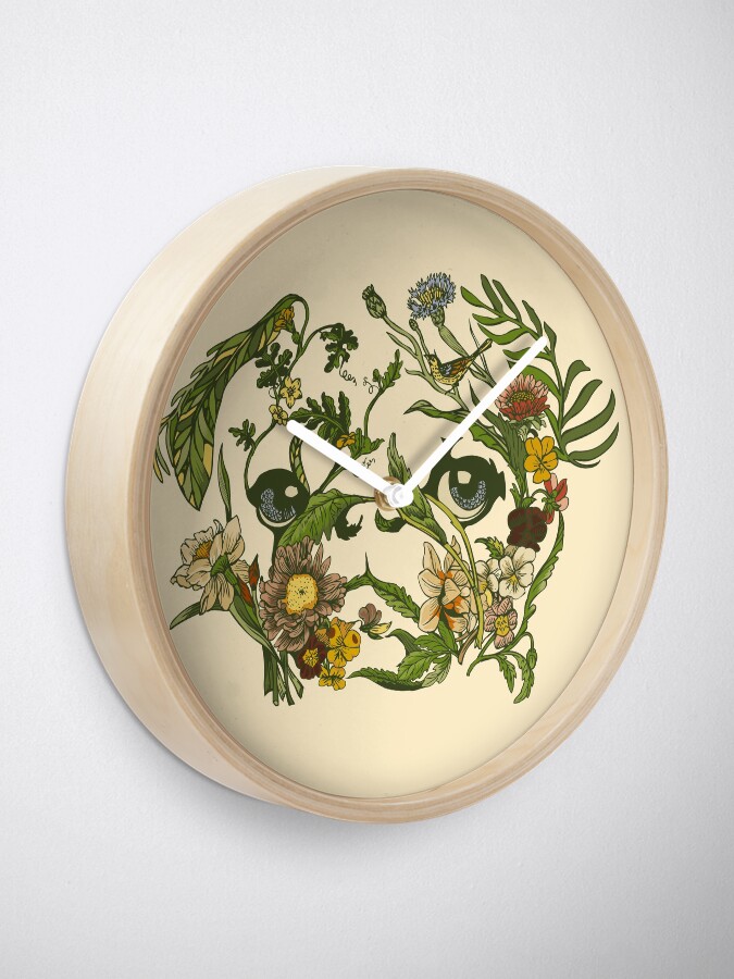 Alternate view of Botanical Pug Clock