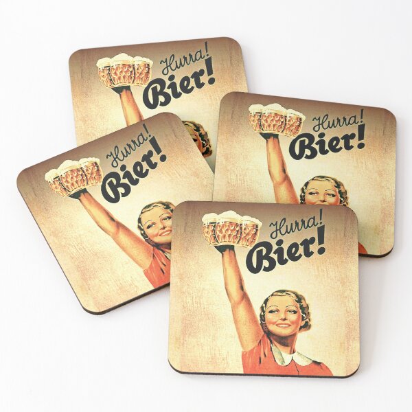 Vintage 1930s Oktoberfest Hurra Bier Coasters (Set of 4)