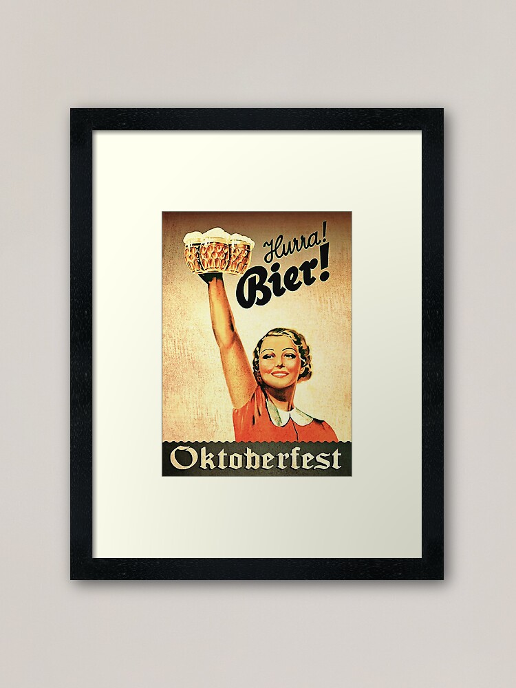 Alternate view of Vintage 1930s Oktoberfest Hurra Bier Framed Art Print
