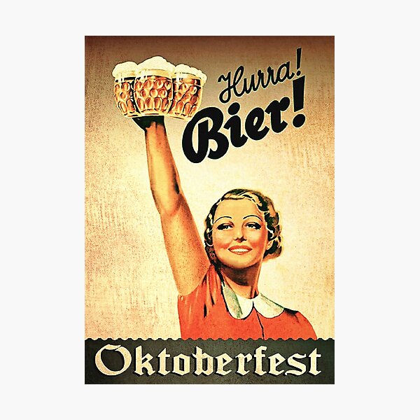 Vintage 1930s Oktoberfest Hurra Bier Photographic Print