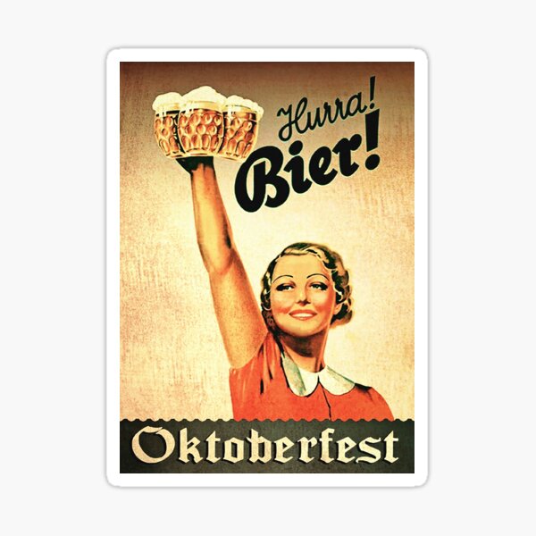 Vintage 1930s Oktoberfest Hurra Bier Sticker
