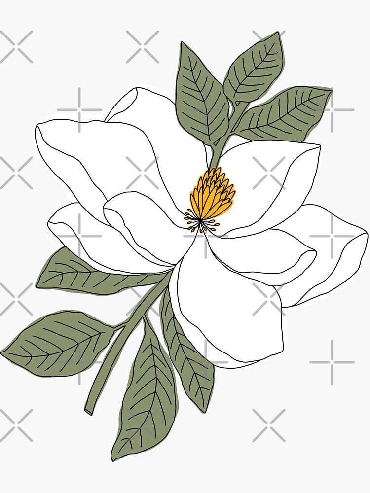 Magnolia Flower Sticker For Sale By Shophappies Redbubble 