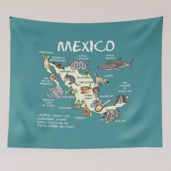 Item preview, Mexico - illustrated map designed and sold by BeeHappyShop.