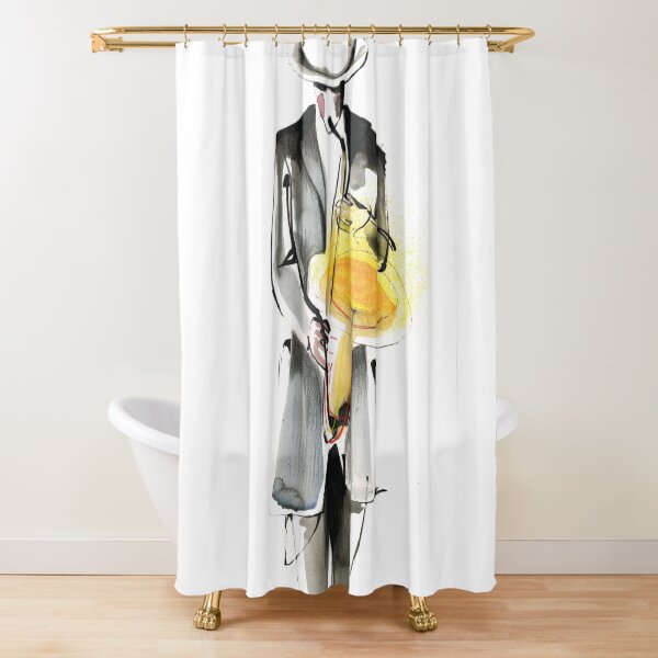 Saxophonist Musician Drawing Shower Curtain