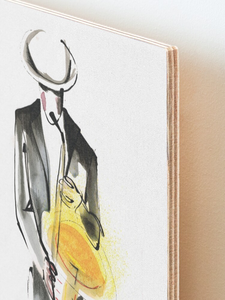 Alternate view of Saxophonist Musician Drawing Mounted Print