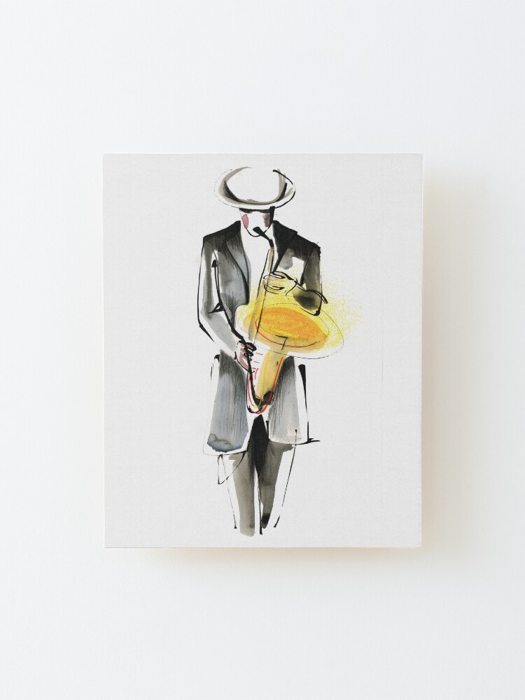 Alternate view of Saxophonist Musician Drawing Mounted Print