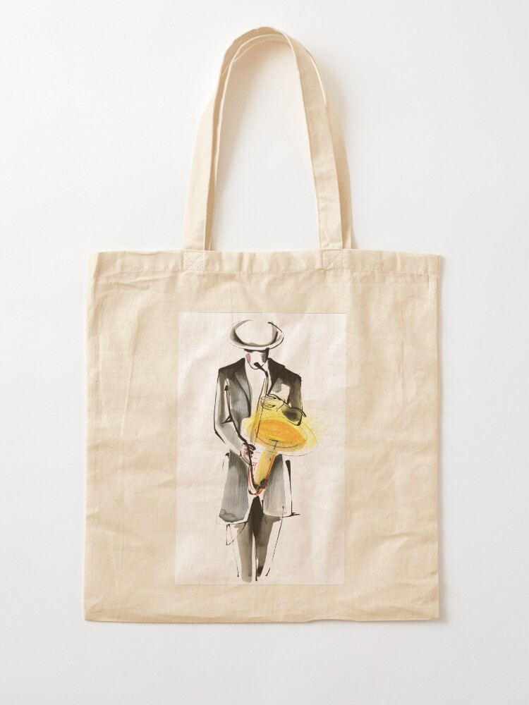 Alternate view of Saxophonist Musician Drawing Tote Bag
