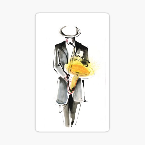 Saxophonist Musician Drawing Sticker