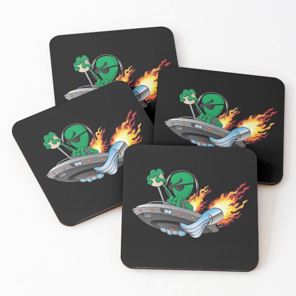 Item preview, UFO Alien Hot Rod Cartoon Illustration designed and sold by hobrath.