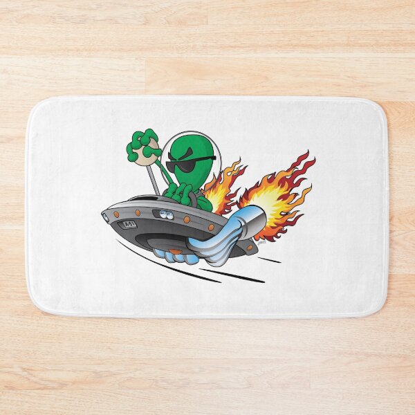 Item preview, UFO Alien Hot Rod Cartoon Illustration designed and sold by hobrath.