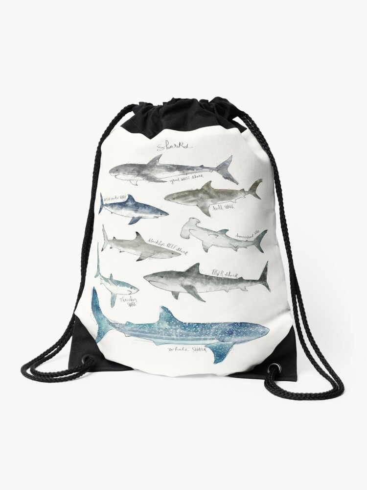 Drawstring Bag, Sharks designed and sold by Amy Hamilton