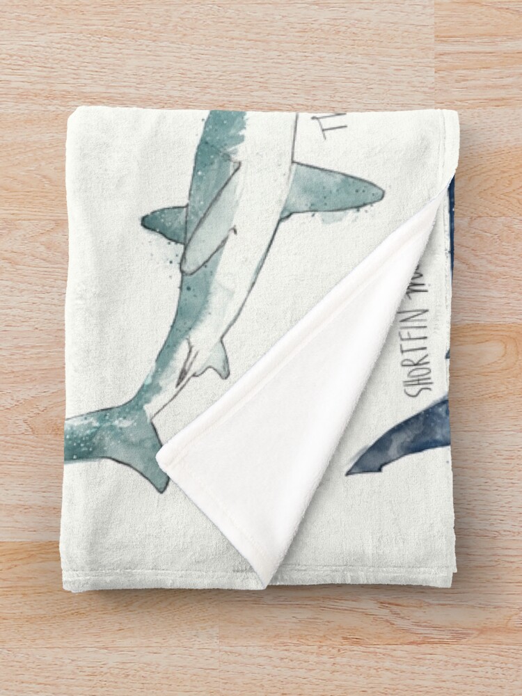 Thumbnail 3 of 6, Throw Blanket, Sharks designed and sold by AmyHamilton.