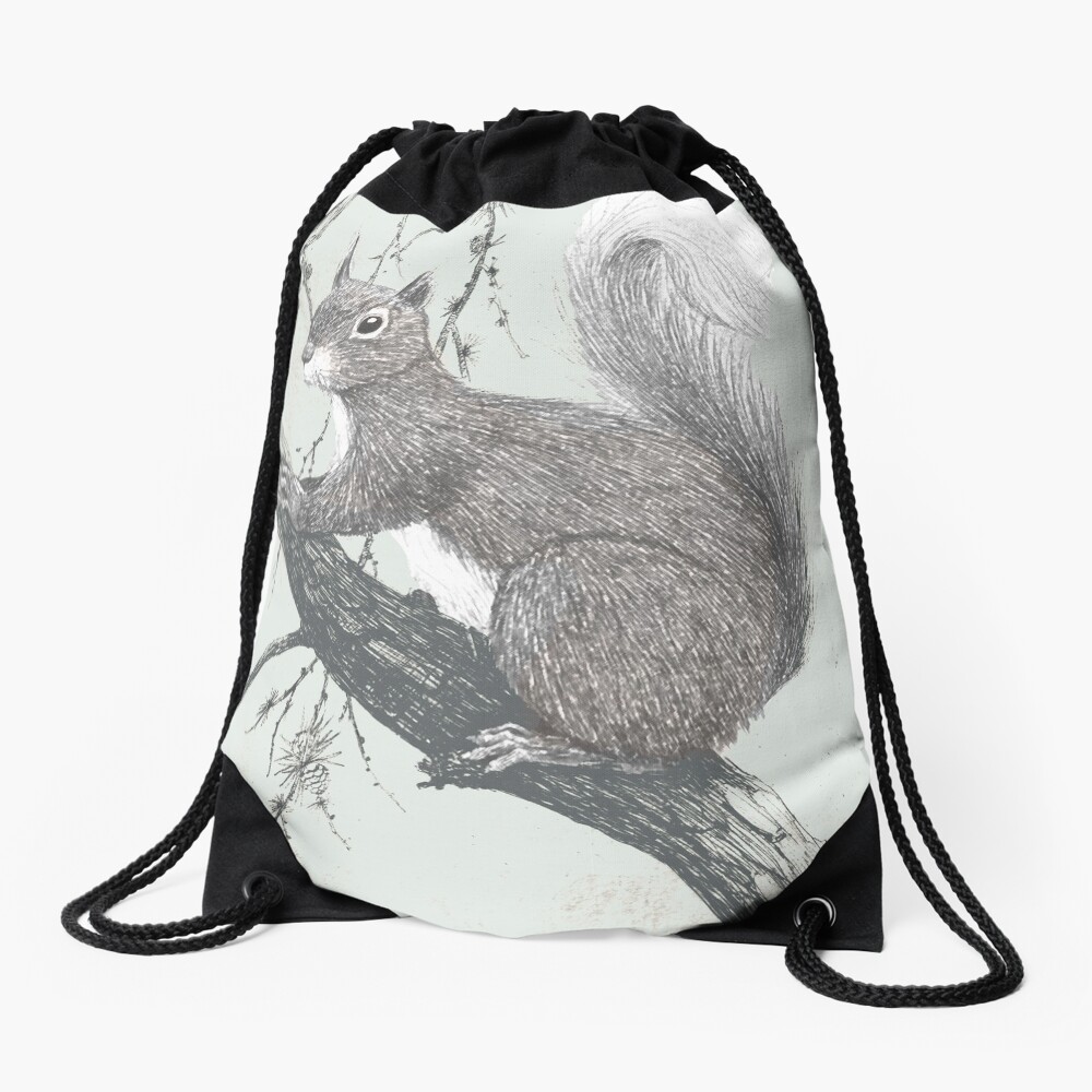 Squirrel in a tree Drawstring Bag