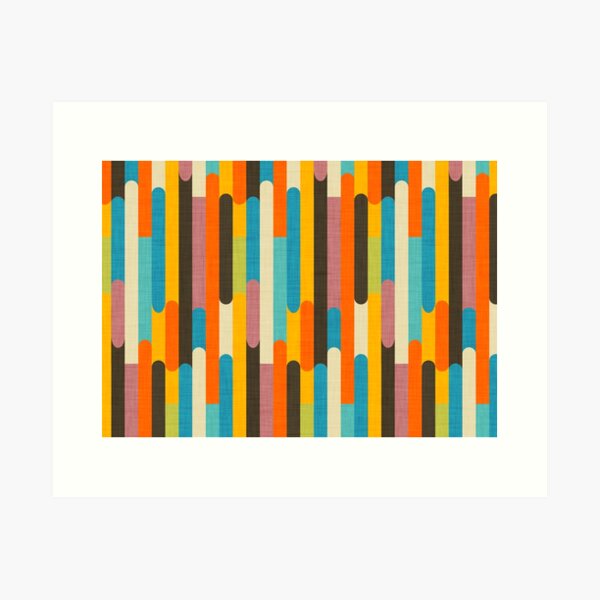 Retro Color Block Popsicle Sticks Orange Art Print