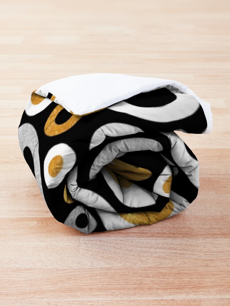 Alternate view of Funky Mid Century Modern Circles - Gold, Silver, Black, White Comforter