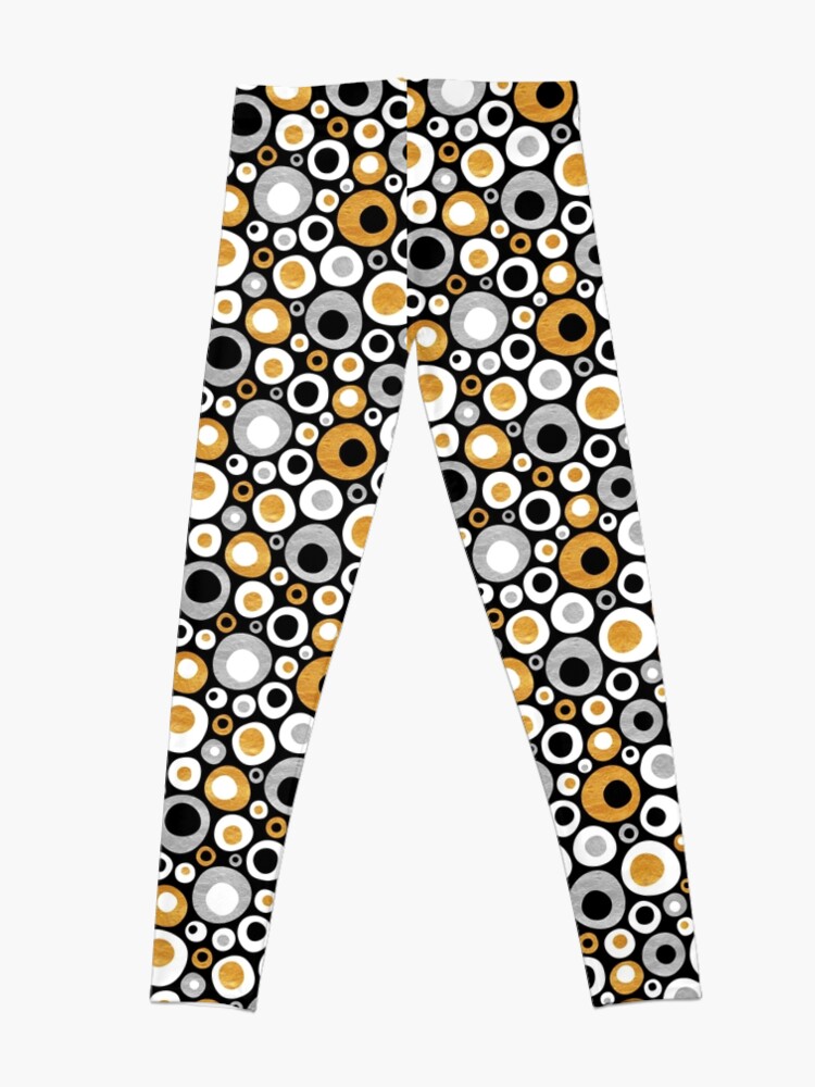 Alternate view of Funky Mid Century Modern Circles - Gold, Silver, Black, White Leggings