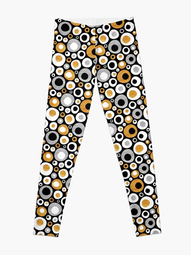 Alternate view of Funky Mid Century Modern Circles - Gold, Silver, Black, White Leggings