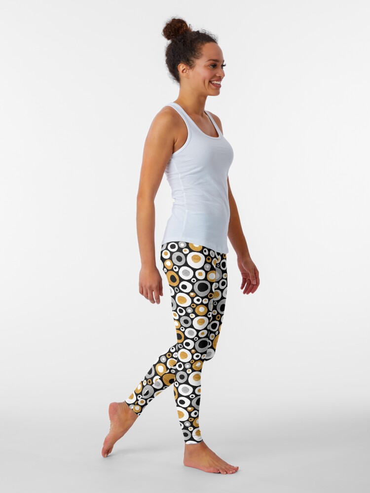 Alternate view of Funky Mid Century Modern Circles - Gold, Silver, Black, White Leggings