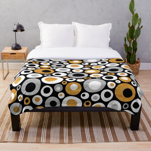Item preview, Funky Mid Century Modern Circles - Gold, Silver, Black, White designed and sold by Elsy's Art.