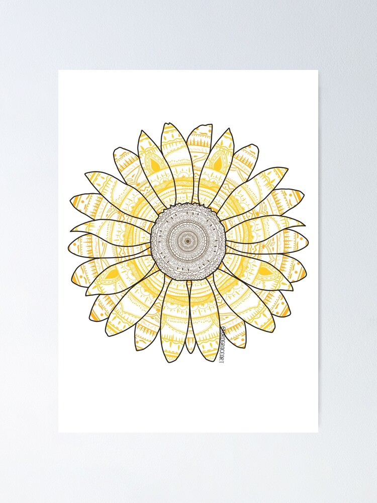 Póster «Diseño de girasol Mandala: amarillo, dorado, marrón» de  LordGraceArt | Redbubble