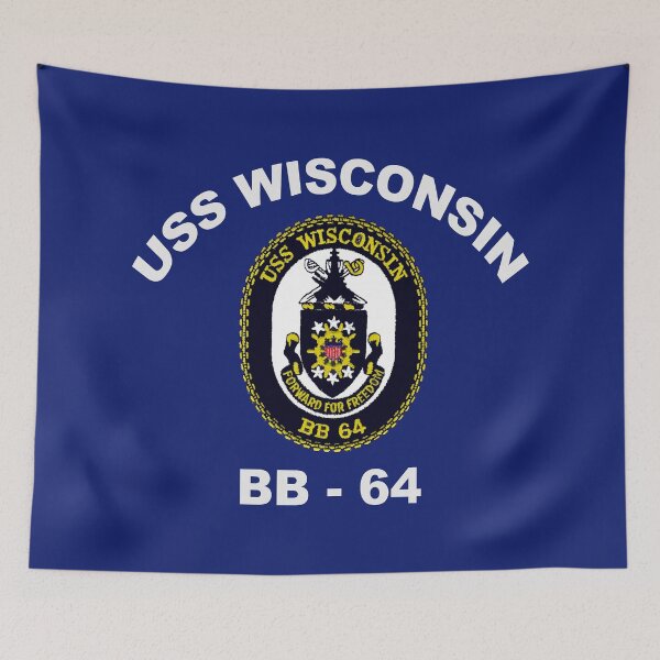 Item preview, USS Wisconsin (BB-64) Crest for Dark Colors designed and sold by Nikki SpaceStuffPlus.