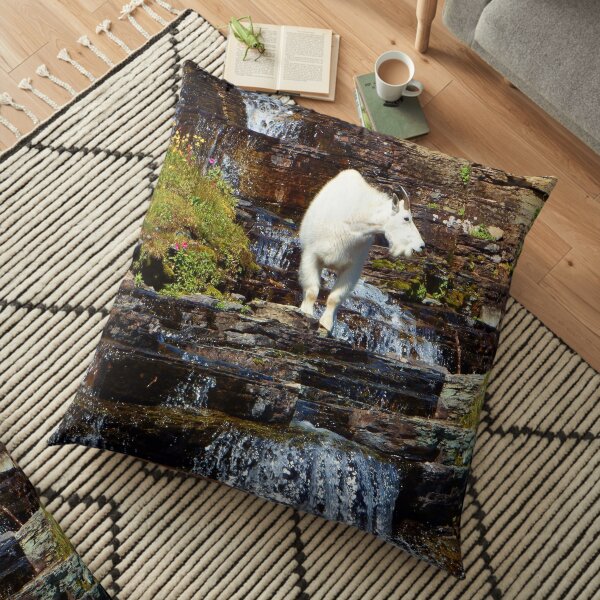 Logan Pass Mountain Goat Floor Pillow