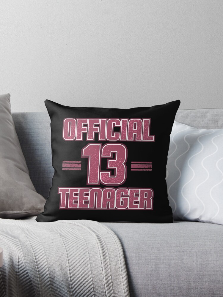 Official Teenager Cute 13 Year Old Distressed Pink Graphic Throw Pillow By Tronictees