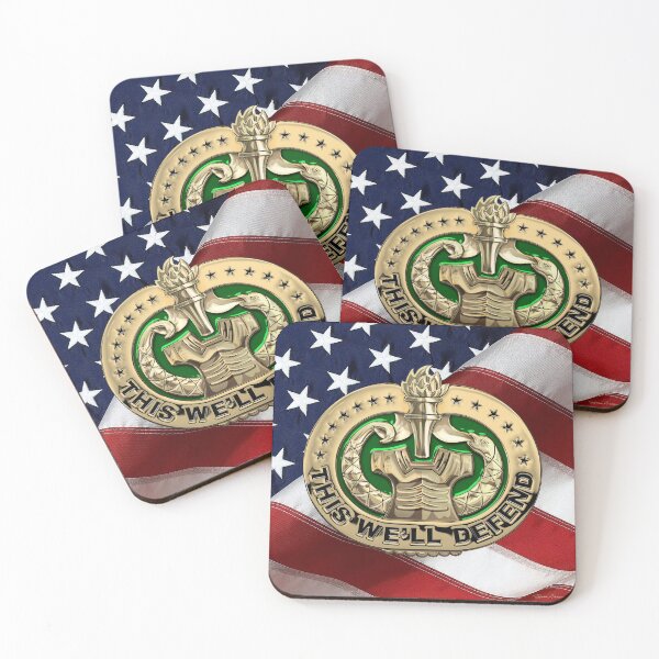 Item preview, U.S. Army Drill Sergeant Identification Badge over American Flag designed and sold by Serge Averbukh Art Studio.