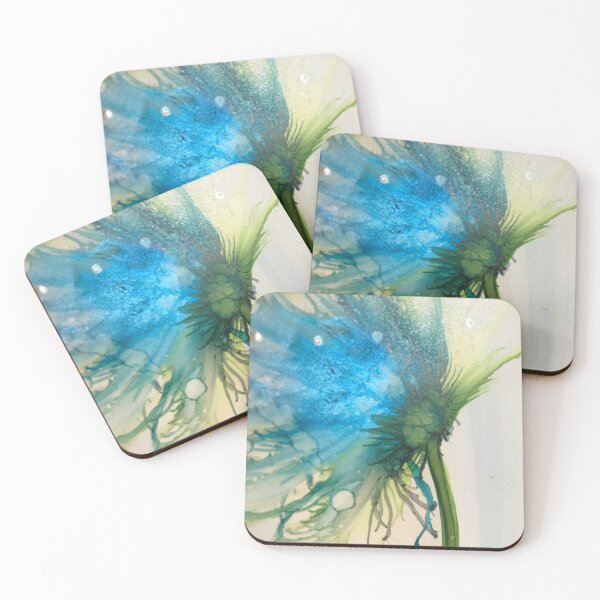 Item preview, Pearlised blue alcohol ink flower.  designed and sold by Gill Barrett Art.