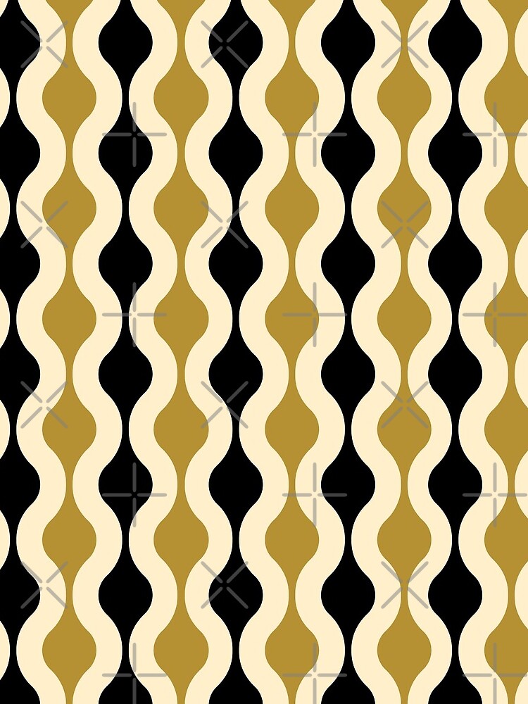 Groovy 70's pattern black and gold by muskitt