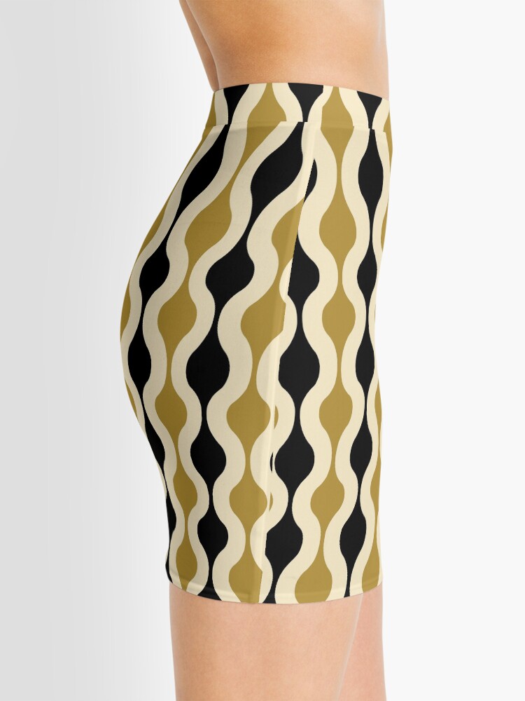 Alternate view of Groovy 70's pattern black and gold Mini Skirt
