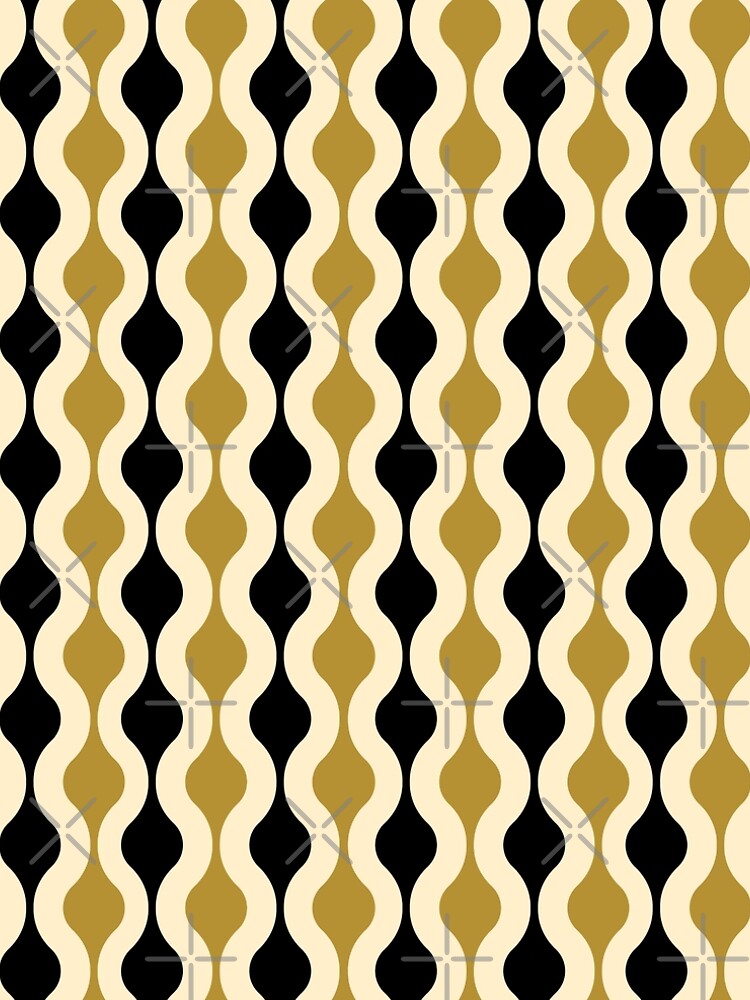 Groovy 70's pattern black and gold by muskitt