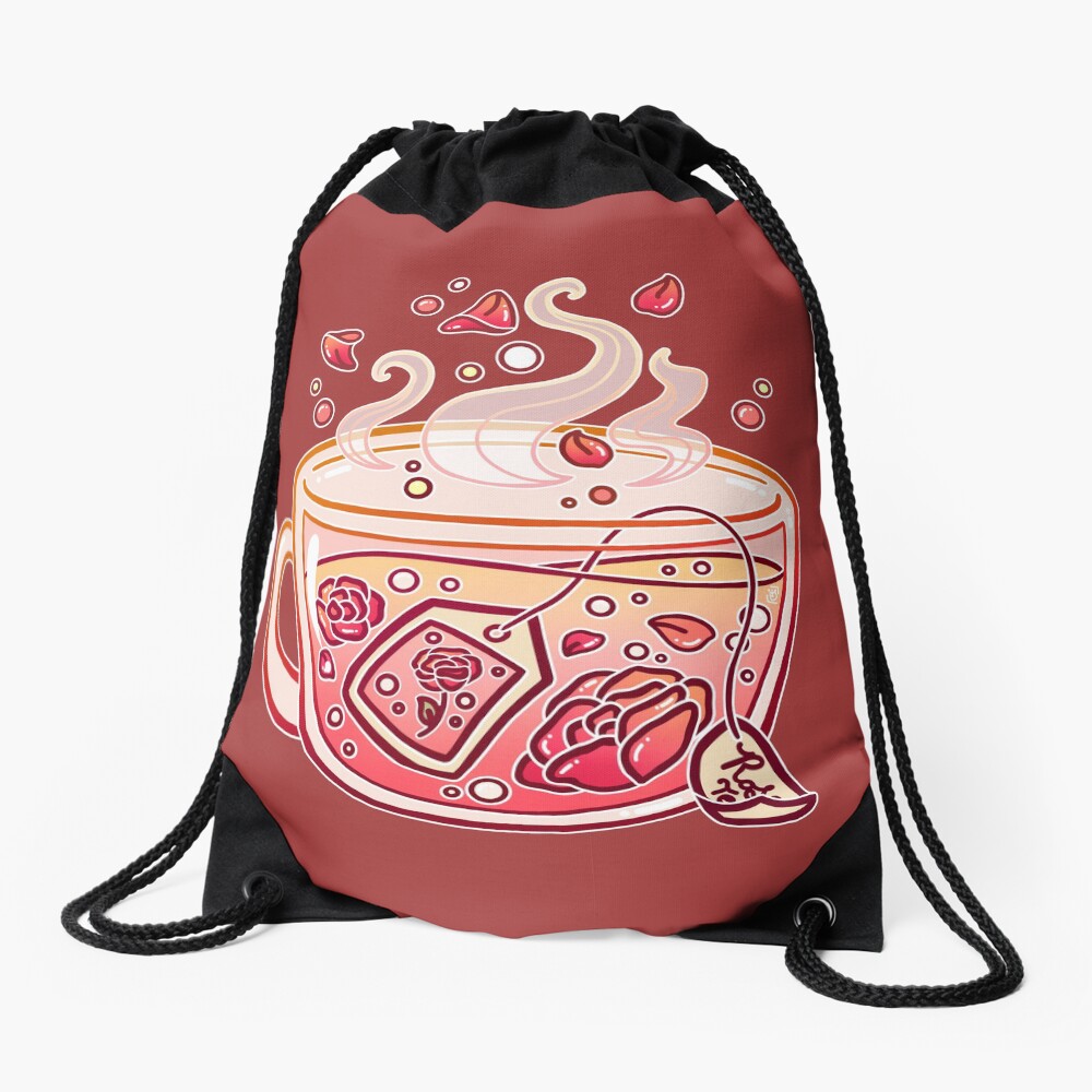 Sweet Rose Tea Drawstring Bag