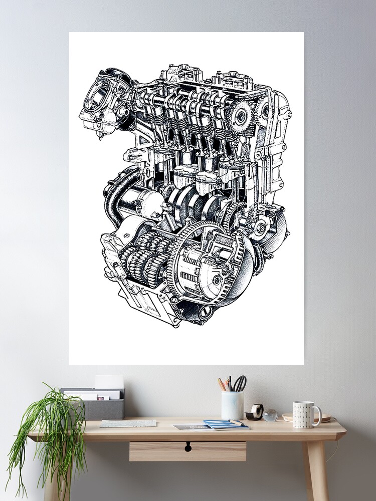 Aさん専用の絵 Kawasaki ZX600r 'Ninja' Engine diagram.