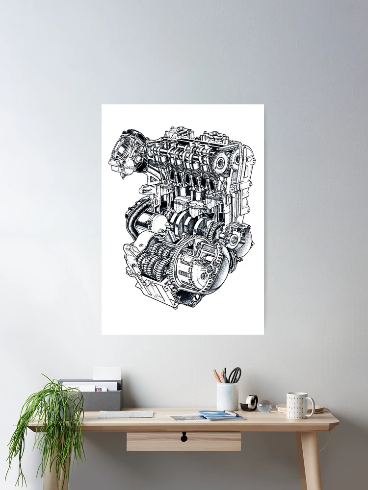 Kawasaki ZX600r 'Ninja' Engine diagram.