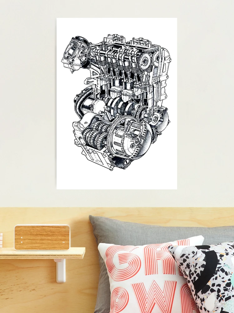 RE ARRIVAL/再入荷 Kawasaki ZX600r 'Ninja' Engine diagram. 絵画