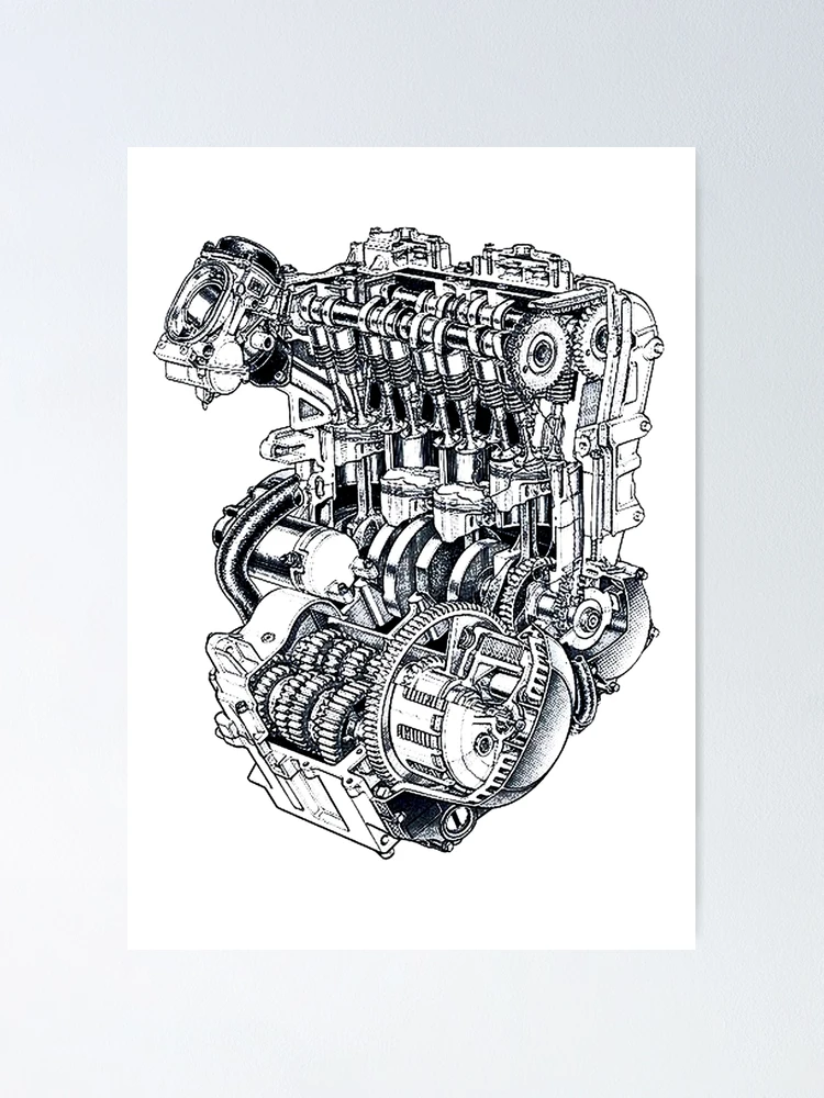 Aさん専用の絵 Kawasaki ZX600r 'Ninja' Engine diagram.