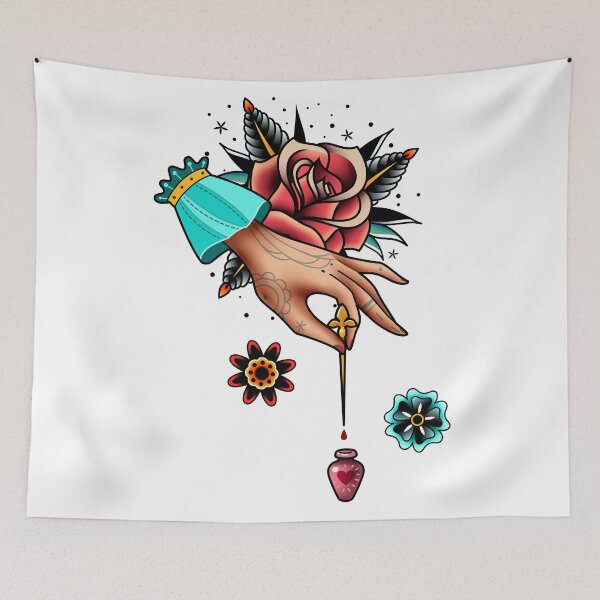 Item preview, traditional old school tattoo hand designed and sold by Adamova.