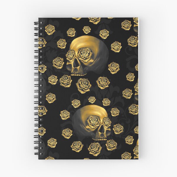 Item preview, Gold skull and roses designed and sold by BlueMothShop.