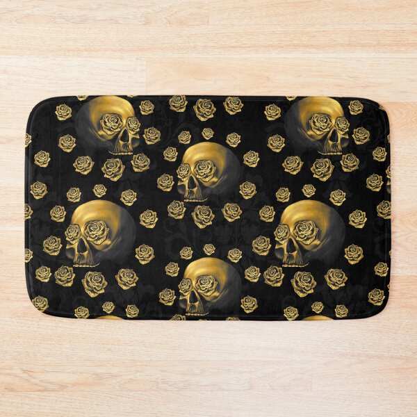 Item preview, Gold skull and roses designed and sold by BlueMothShop.