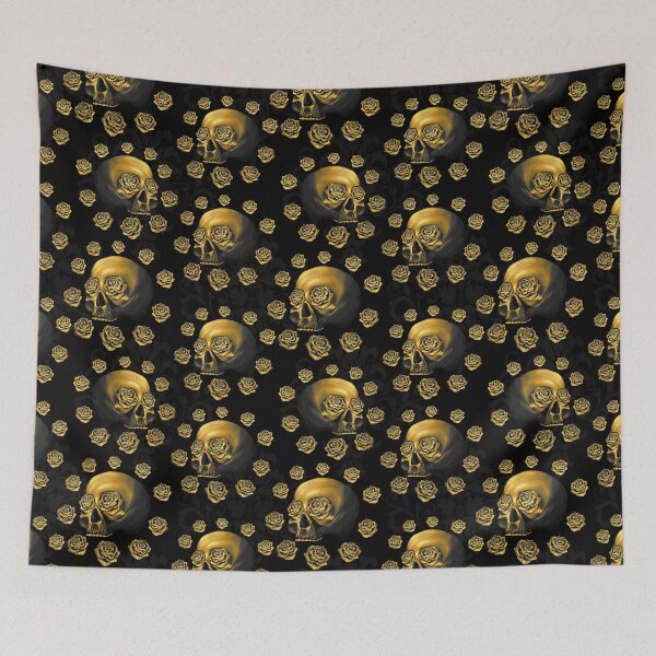 Item preview, Gold skull and roses designed and sold by BlueMothShop.