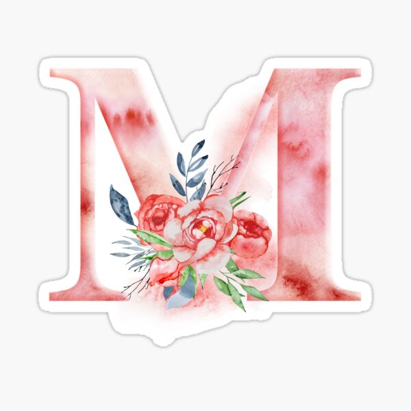 Monogram M Floral Sticker by Quaintrelle, Redbubble