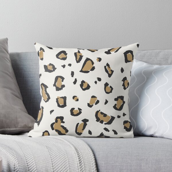 Wildcat Big Leopard Print in Bone White Throw Pillow