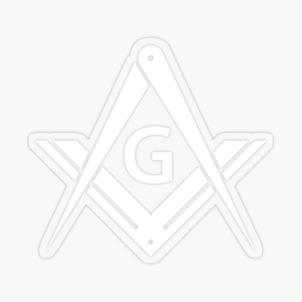 Freemason Square & Compass White Modern Masonic Transparent Sticker