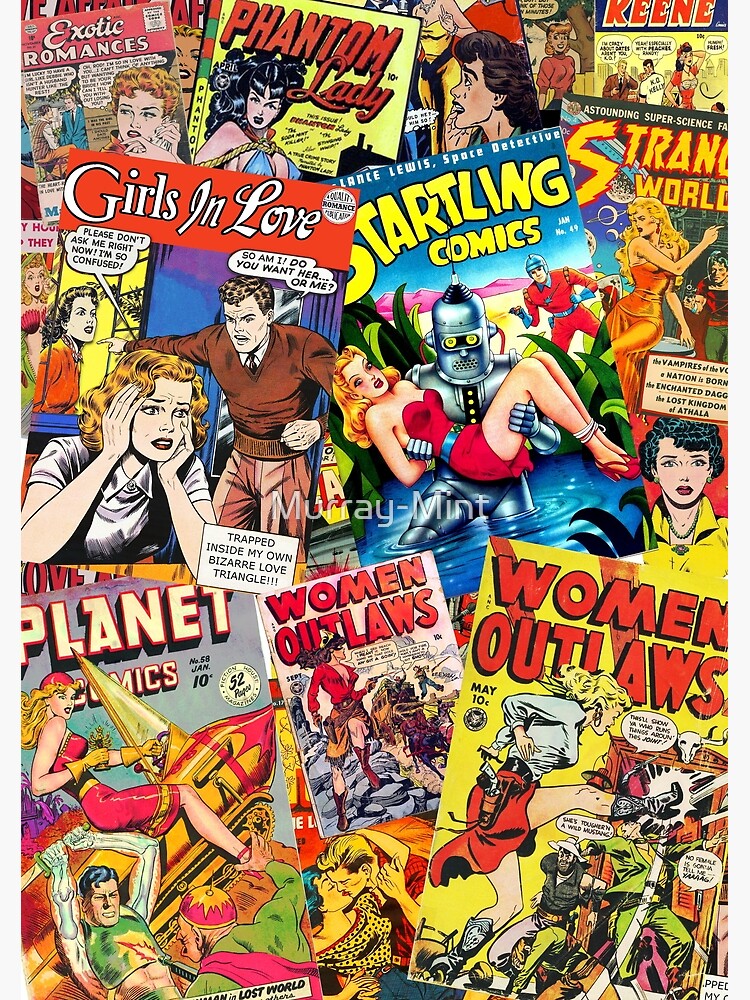 "Vintage Comic Book Collage " Photographic Print by MurrayMint Redbubble