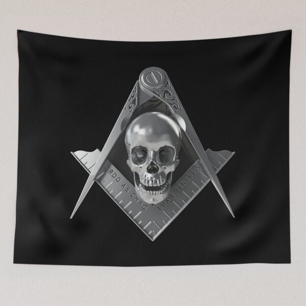 Item preview, Freemason Square & Compass Silver Skull Widows Son Masonic designed and sold by MasterMasonMade.