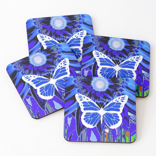 Item preview, SURREAL MODERN WHITE BLUE MONARCH BUTTERFLY ABSTRACT designed and sold by sharlesart.